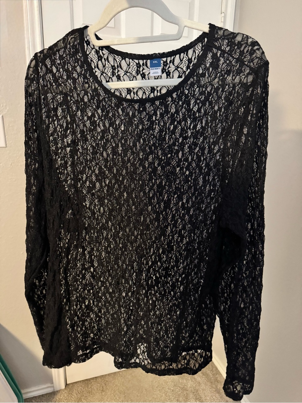 Old Navy Black Floral Lace Long Sleeve plus size top XXL